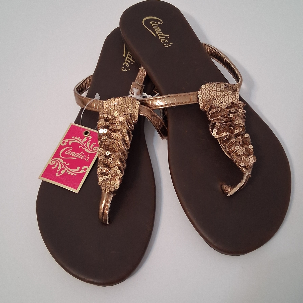 Candie's Gold Sequin Women's Sandals